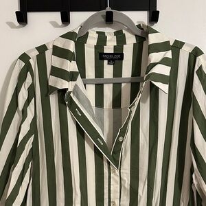 Rachel Zoe Button Down Dress with Green and White Stripes
